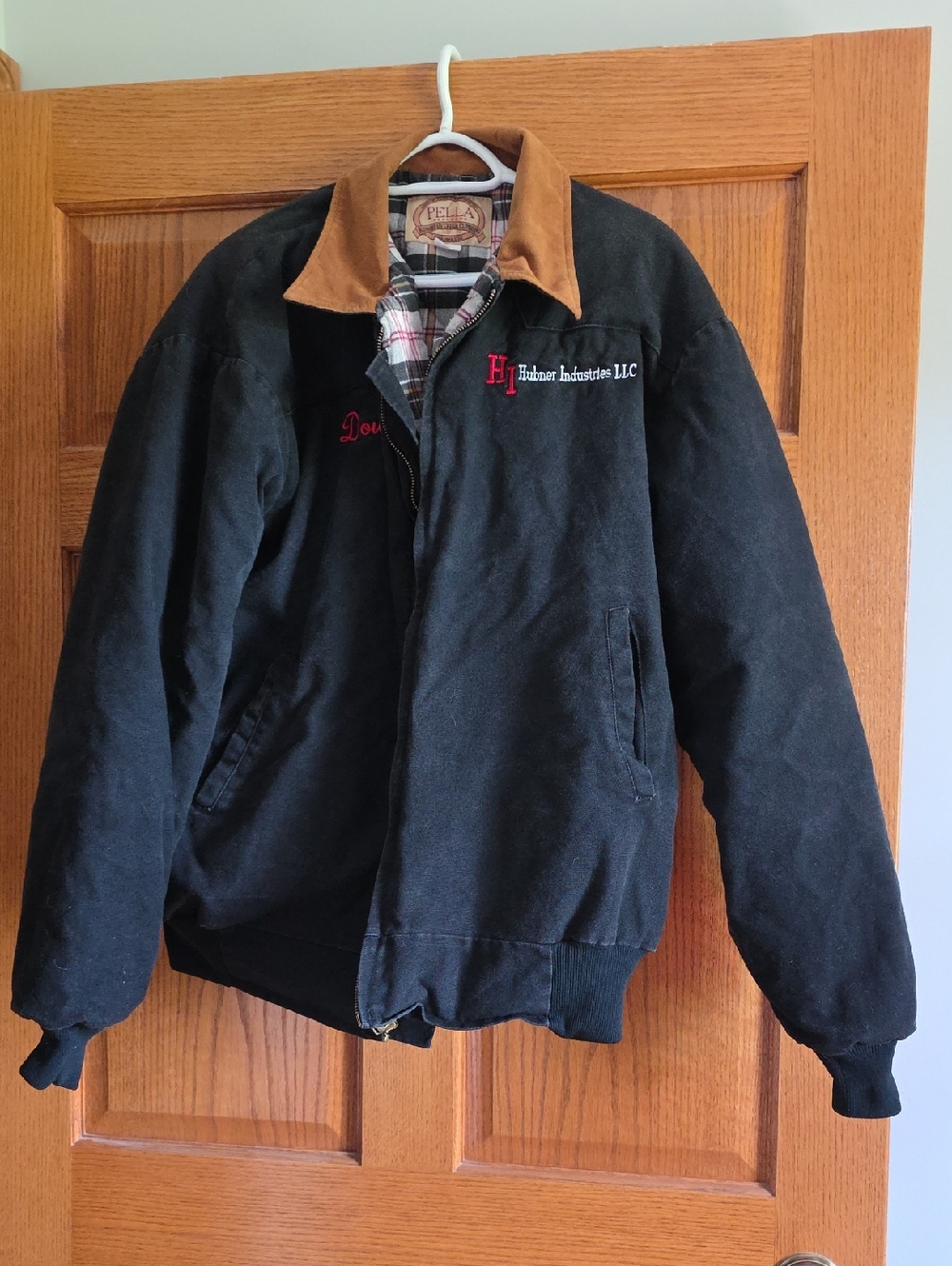 Black Men's Bomber Jacket with Brown Soft Collar
